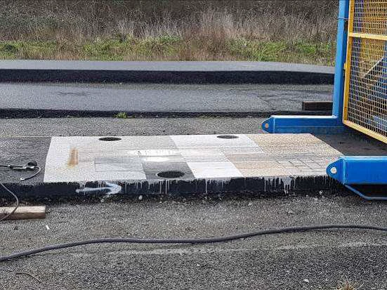 Muestras de revestimiento Zoruflex en la pista de ensayo FABAC tras los ciclos de carga