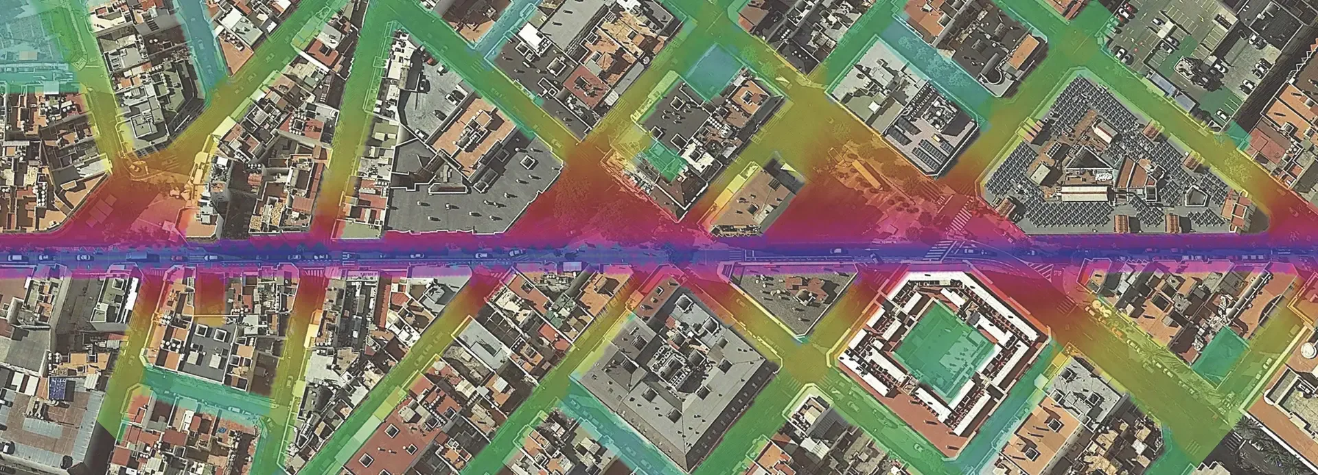 Mapa acústico urbano con niveles de ruido por calle antes y después del tratamiento